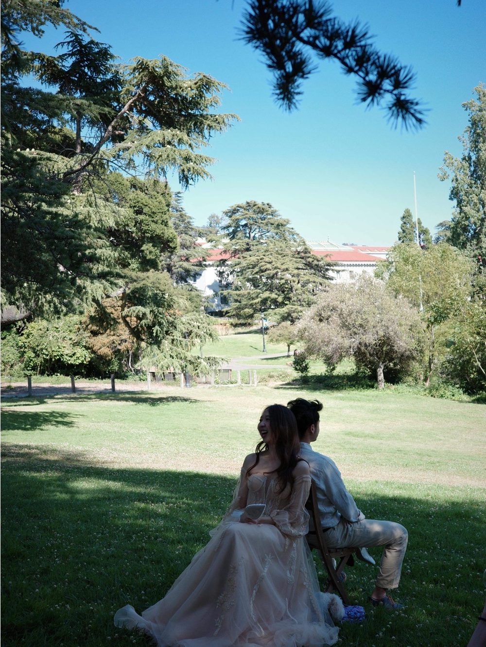 Strapless Lace Appliqué Tulle Gown in Champagne - Picture 7 of 7